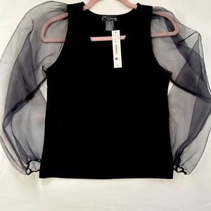 AQUA black sweater with sheer sleeves. New and never been worn. Size medium